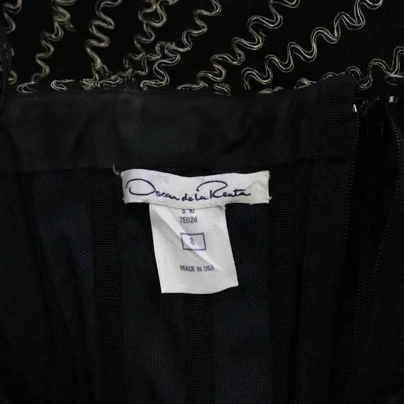 Oscar de la Renta Strapless Black Gold Metallic Swirl Gown Formal Dress Silk 8 - Picture 9 of 11